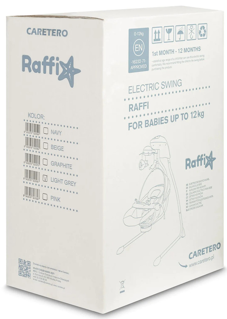 Гойдалка електрична Caretero Raffi Світло-сіра (5903076320568) - зображення 20