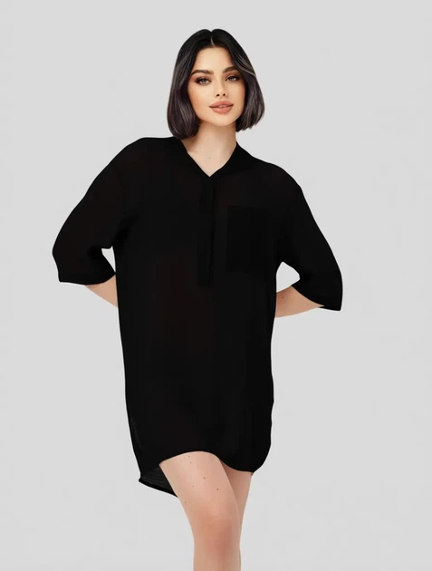 Туника-рубашка из хлопка Z.Five 1900113 Черный (бедра 116-120см) 48 (3XL) - изображение 2