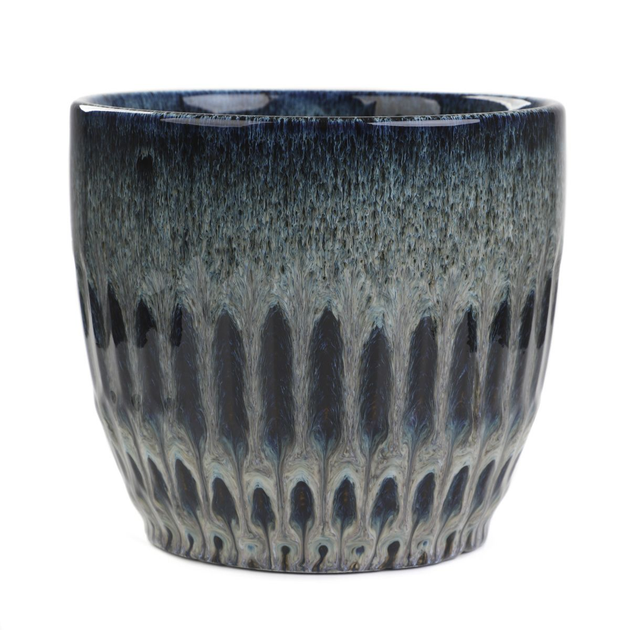 Osłonka na doniczkę Homla z tłoczeniem granatowa 17.5 x 17.5 x 16 cm (5904183885780) - obraz 1