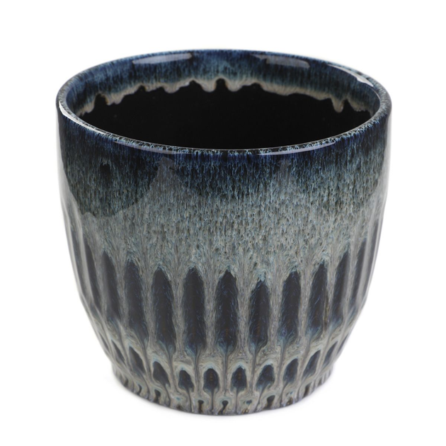 Osłonka na doniczkę Homla z tłoczeniem granatowa 17.5 x 17.5 x 16 cm (5904183885780) - obraz 3