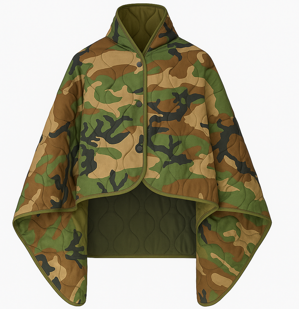 Одеяло кемпинговое с чехлом Woodland Camo 150 × 200 см KT7001008 — с кнопками для использования под пончо - Фото 2 Одеяло кемпинговое с чехлом Woodland Camo 150 × 200 см KT7001008 — с кнопками для использования под пончо - изображение 2