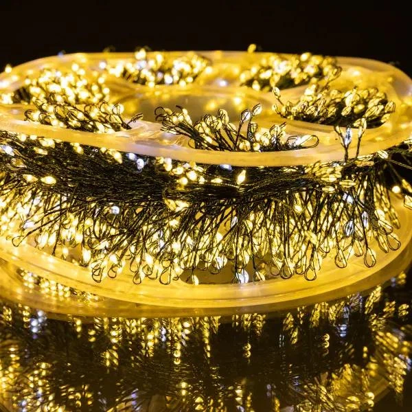 Гірлянда-нитка Роса Хвойна лапа 50 м 1500 LED, Світлодіодна новорічна гірлянда на гнучкому мідному дроті із зеленою оболонкою для ялинки, вікон, фотозон та святкового декору дому, Жовтий - изображение 3