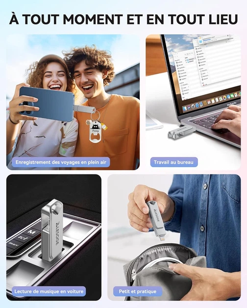 Флешка карта на 512 ГБ LESOGE 3-в-1, сертификация MFi, защита файлов Touch ID, Face ID или пароль, быстрое копирование - Фото 6 Флешка карта на 512 ГБ LESOGE 3-в-1, сертификация MFi, защита файлов Touch ID, Face ID или пароль, быстрое копирование - изображение 6