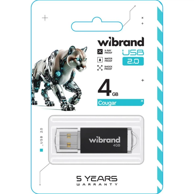 Flash Wibrand USB 2.0 Cougar 4Gb Black - зображення 2