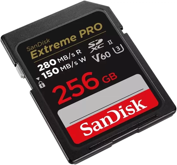 Карта пам'яті SanDisk SD 256GB C10 UHS-II U3 R280/W150MB/s Extreme Pro V60 - Фото 9 Карта пам'яті SanDisk SD 256GB C10 UHS-II U3 R280/W150MB/s Extreme Pro V60 - зображення 9