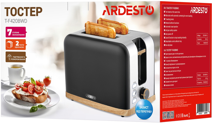 Тостер Ardesto T-F420BWD - Фото 5 Тостер Ardesto T-F420BWD - изображение 5