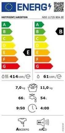 Прально-сушильна машина автоматична Hotpoint-Ariston NDD 11725 BDA EE - зображення 6