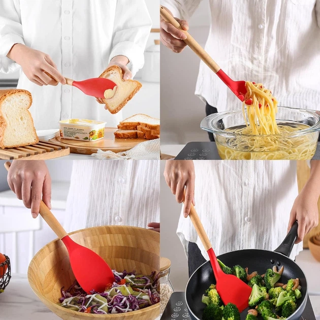 Набір кухонних предметів Kitchenware Set 12 предметів Силікон Червоний - Фото 8 Набір кухонних предметів Kitchenware Set 12 предметів Силікон Червоний - зображення 8