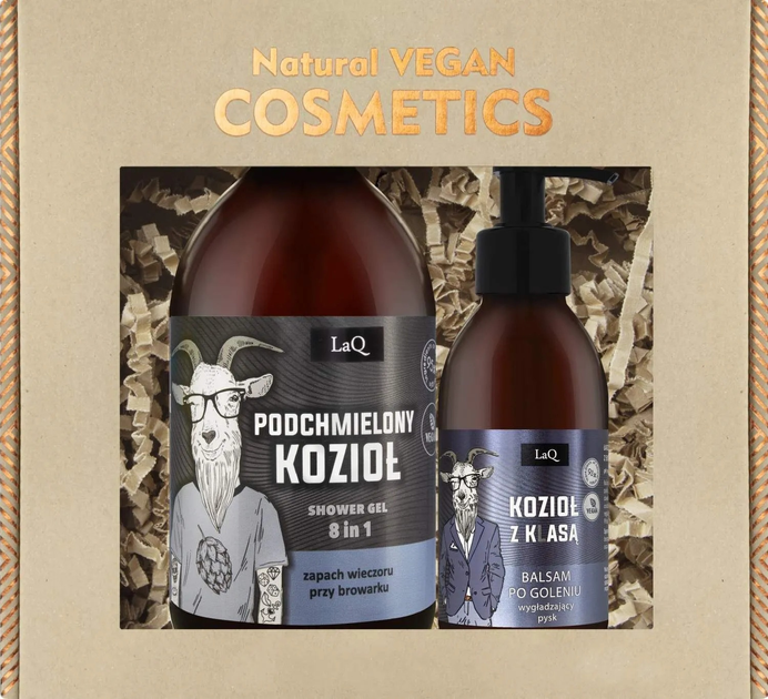Набір косметики для догляду LaQ Natural Vegan Cosmetics Kozioł z Klasą Гель для душу 500 мл + Лосьйон після гоління 150 мл (5905778572665) - зображення 1