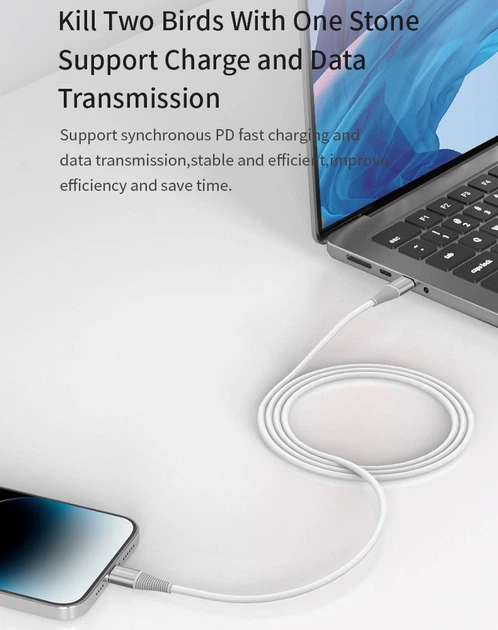 Кабель Type-C to Lightning 20Вт, 1.2м VOKAMO SC4 серия Luxlink - изображение 2