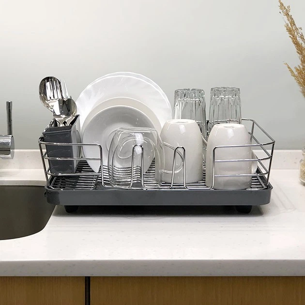 Сушарка для посуду з органайзером MBM HOME DR-02 GRAY сіра - Фото 2 Сушарка для посуду з органайзером MBM HOME DR-02 GRAY сіра - зображення 2