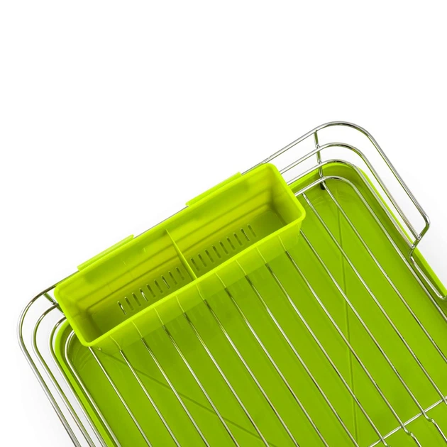 Сушарка для посуду з органайзером MBM HOME DR-02 GREEN зелена - зображення 5