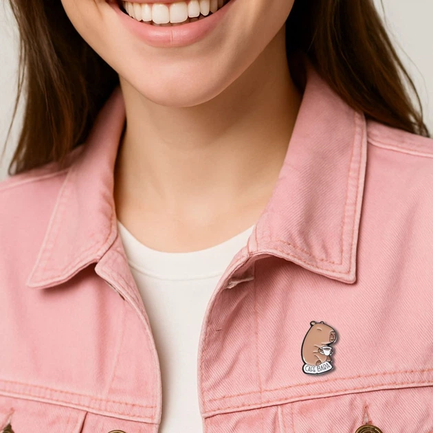 Значок (пин) BROCHE брошь бижутерия Животные Капибара Cafe Bara коричневый BRGV115130 - изображение 4