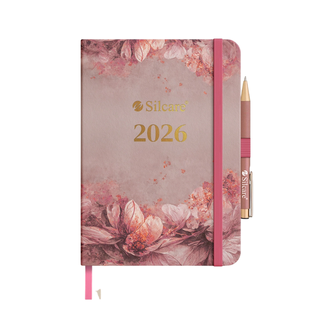Kalendarz książkowy Silcare na 2026 rok A5 144 strony z gumką + długopis (5902560571011) - obraz 1