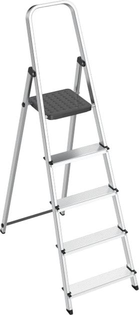 Алюмінієва одностороння драбина ModernHome by Multistore 5 сходинок складна з платформою WK4026-5 (5905817009268) - зображення 3