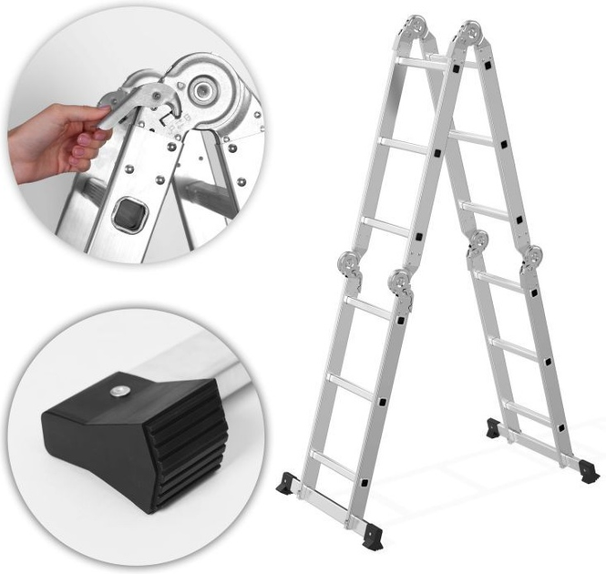 Drabina aluminiowa wielofunkcyjna ModernHome by Multistore 4 x 3 przegubowa składana WK4210-3D (5905817009237) - obraz 6