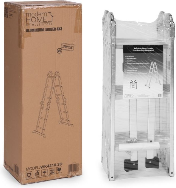 Drabina aluminiowa wielofunkcyjna ModernHome by Multistore 4 x 3 przegubowa składana WK4210-3D (5905817009237) - obraz 12