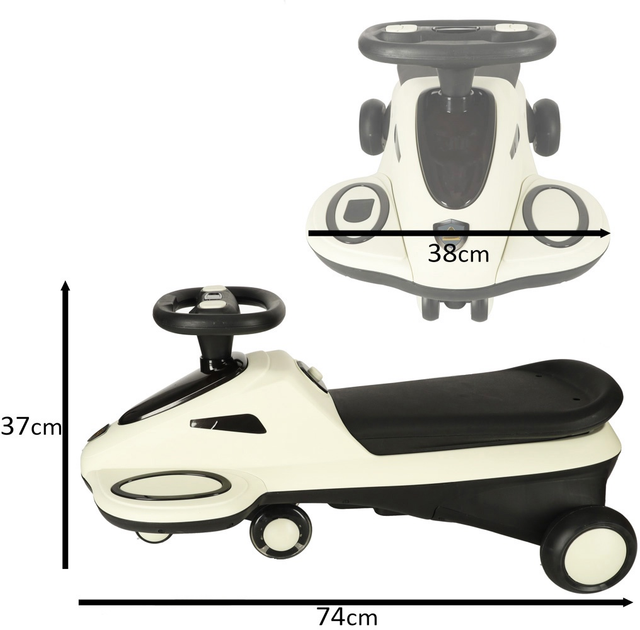 Jeździk grawitacyjny Swing Fix z muzyką i świecącymi kołami LED 74 cm Beżowo-czarny Max 100 kg (5903039744004) - obraz 5