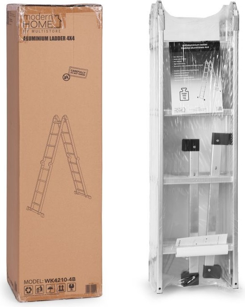 Drabina aluminiowa wielofunkcyjna ModernHome by Multistore 4 x 4 przegubowa składana WK4210-4B (5905817009244) - obraz 12