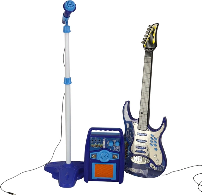 Gitara elektryczna KIK z mikrofonem i wzmacniaczem Niebieska KX4332_1 (5713428013969) - obraz 2
