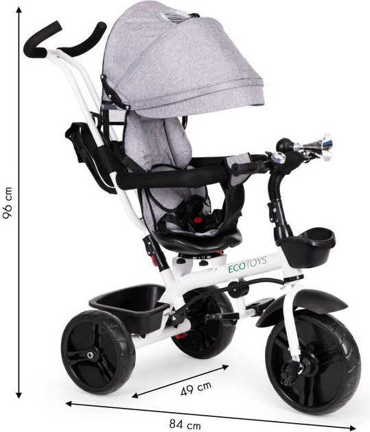 Rowerek trójkołowy EcoToys z obracanym siedziskiem 360° JM-322 Szary (5903769974238) - obraz 10