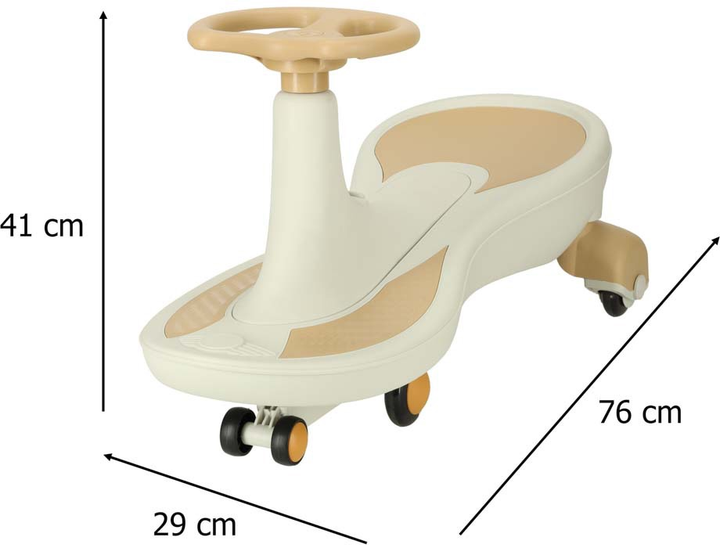 Jeździk grawitacyjny Swing Fix S4 LED Świecące koła + Muzyka 76 cm Beżowy Max 100 kg (5903039744028) - obraz 6