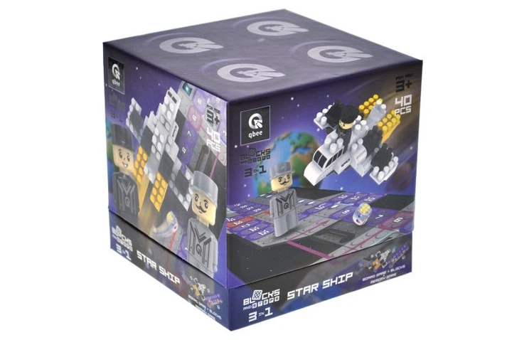 Конструктор блочний QB300-105 "Block&Steps: Зоряний Корабель" + ходилка і меморі гра 3в1, 40дет. qbee - изображение 5