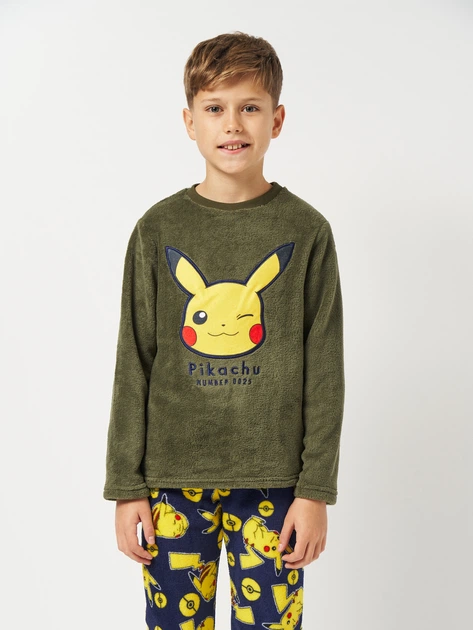 Детская теплая махровая пижама для мальчика Disney Pokemon HY20070 110 см Хаки (3609088215541) - Фото 3 Детская теплая махровая пижама для мальчика Disney Pokemon HY20070 110 см Хаки (3609088215541) - изображение 3