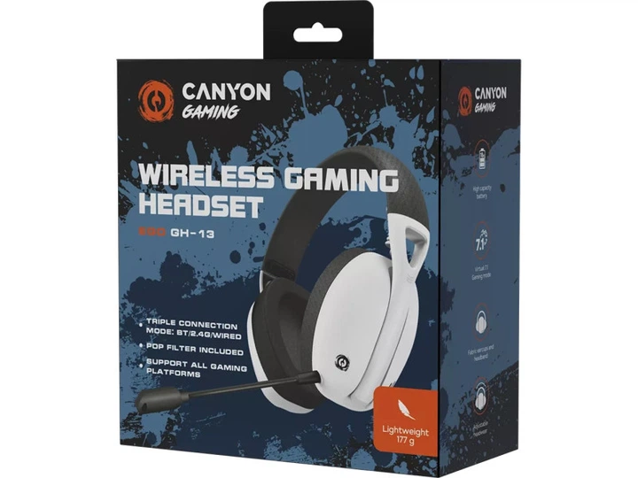 Навушники із мікрофоном Canyon GH-13 Ego Wireless Gaming 7.1 White (CND-SGHS13W) - Фото 8 Навушники із мікрофоном Canyon GH-13 Ego Wireless Gaming 7.1 White (CND-SGHS13W) - зображення 8