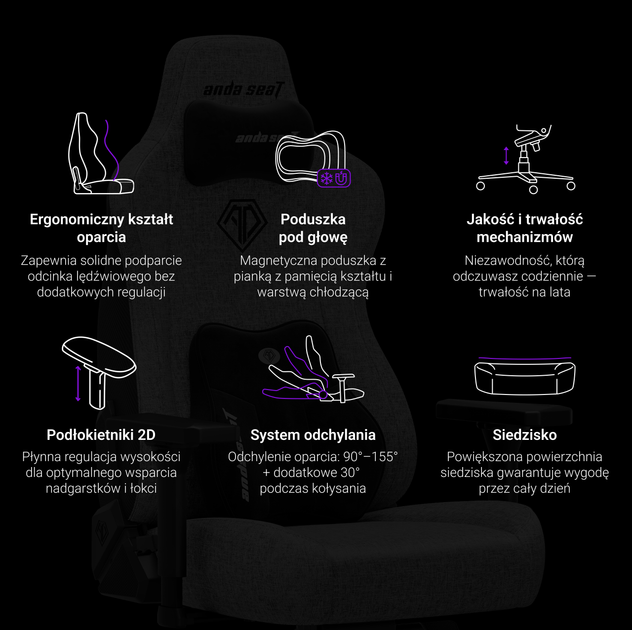 Крісло ігрове Anda Seat Novis Plus XL Elegant Black (AD23YC-XL-01-B-PV-B04) - зображення 10