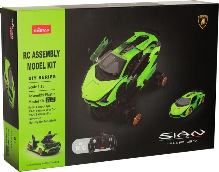 Автомобіль радіокерований Rastar 97400 Lamborghini Sian для складання Зелений (5903039753587) - зображення 1