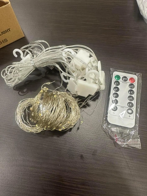 Гирлянда штора USB разноцветная, 3х3 м, 300LED + пульт на 8 режимов - изображение 4