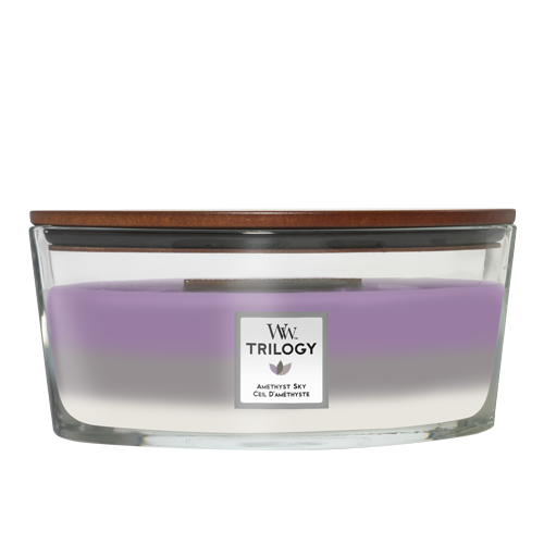 Ароматическая свеча Woodwick Ellipse Trilogy Amethyst Sky с трехслойным ароматом 453 г - Фото 1 Ароматическая свеча Woodwick Ellipse Trilogy Amethyst Sky с трехслойным ароматом 453 г - изображение 1