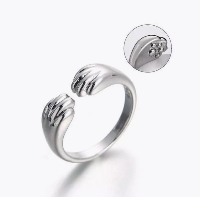 Кільце Fashion Jewerly Лапки котика, регульоване, срібло 925, сріблястий колір (SVS) - зображення 5