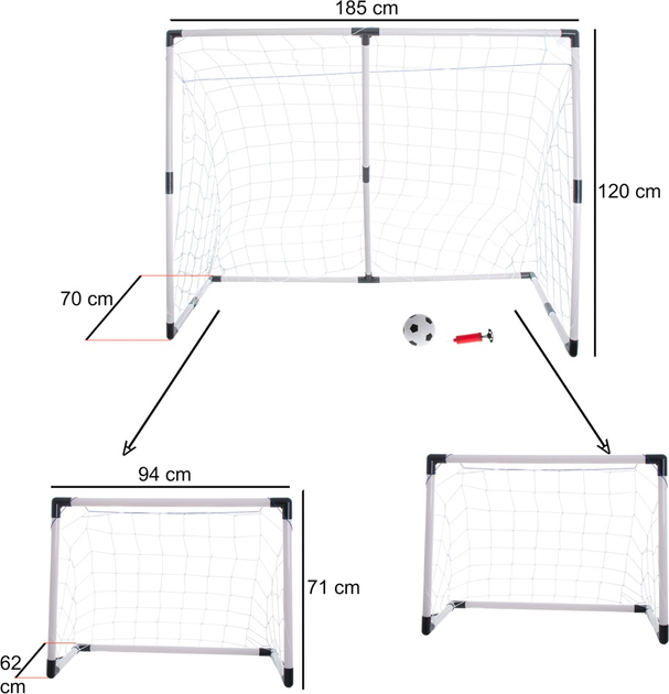 Футбольні ворота KIK 2в1 185x120x70 cм KX4875 (5903039737068) - зображення 6