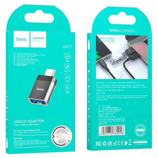 Адаптер Hoco UA17 Type-C male to USB female USB3.0 adapter Чорний - изображение 3