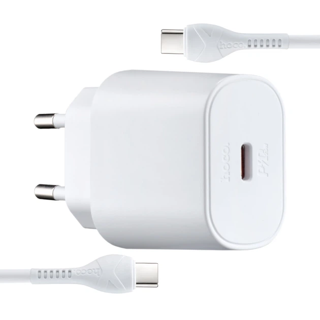 МЗП Hoco N22 Jetta PD25W charger set ( Type-C to Type-C ) ( EU ) Білий - Фото 1 МЗП Hoco N22 Jetta PD25W charger set ( Type-C to Type-C ) ( EU ) Білий - изображение 1