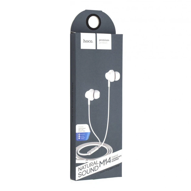 Навушники Hoco M14 initial sound universal earphones with mic Білий - изображение 2