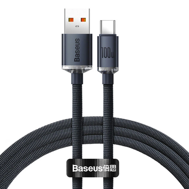 Кабель Baseus Crystal Shine Series Fast Charging Data Cable USB to Type-C 100W 1.2m Чорний - Фото 1 Кабель Baseus Crystal Shine Series Fast Charging Data Cable USB to Type-C 100W 1.2m Чорний - изображение 1