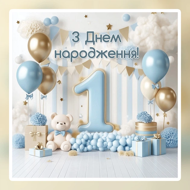 Баннер для фотозоны "Мой первый День рождения" | 1.2×1.2 м | Праздничный фон на 1 год | №43015 - изображение 5