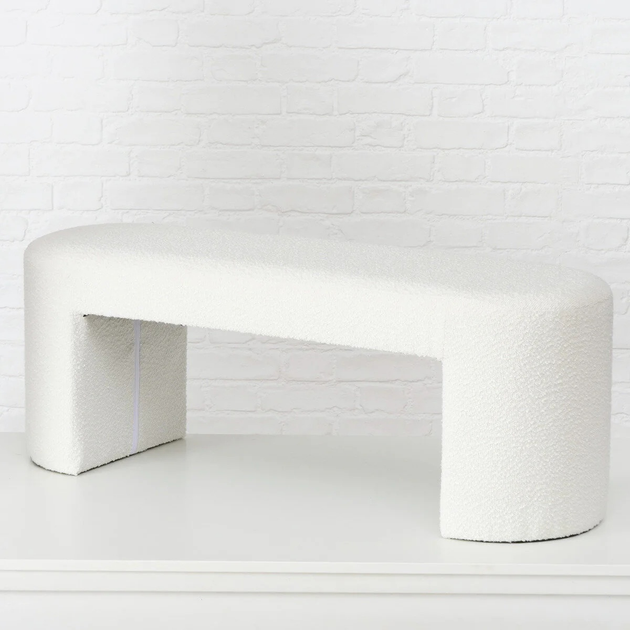 Банкетка Boltze Solin у плюшевій оббивці 42 см Біла (4066076465842) - зображення 2