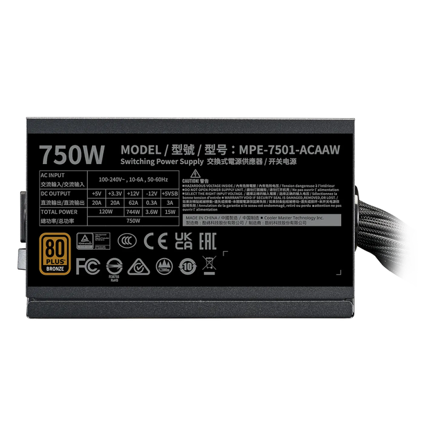 Zasilacz Cooler Master MWE BRONZE V3 750W (MPE-7501-ACABW-3BEU) - obraz 4