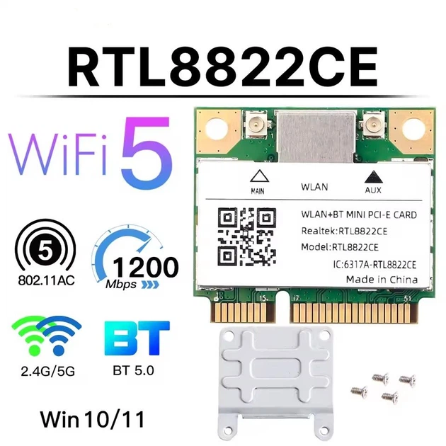 Двохдіапазонний адаптер RTL8822CE 1200Mbps WiFi Card + Bluetooth 5.0 mini PCI-E - Фото 1 Двохдіапазонний адаптер RTL8822CE 1200Mbps WiFi Card + Bluetooth 5.0 mini PCI-E - изображение 1