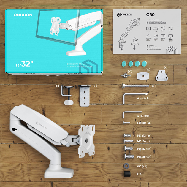 Кронштейн для моніторів ONKRON Wall Mount G80-B 13"- 32" White (4603728440712) - зображення 3