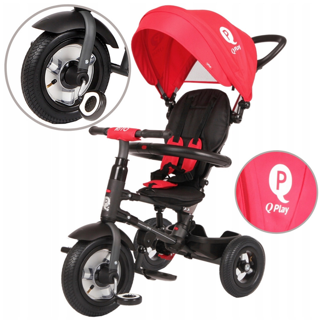 Rowerek trójkołowy Milly Mally Qplay Rito Rubber Czerwony 3848 (5061047480168) - obraz 4