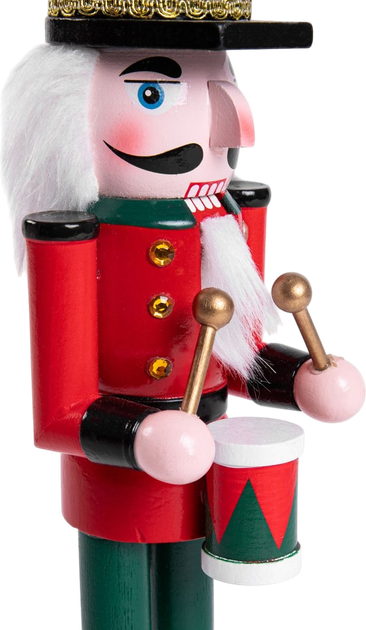 Figurka Homla dziadek do orzechów drewniana z bębenkiem 31 cm (5906496715358) - obraz 3