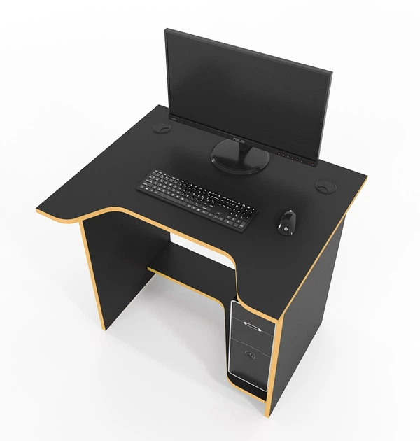 Стол игровой геймерский эргономичный из ЛДСП Sputnik черный/оранжевый Zeus - изображение 3