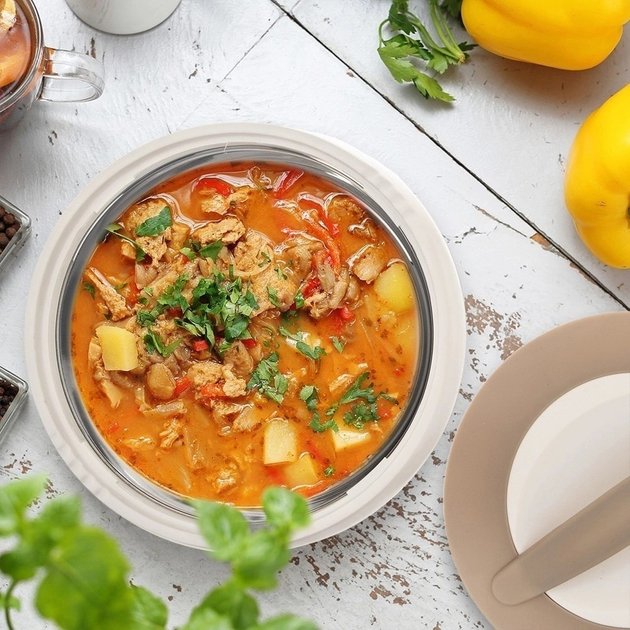 Термос для їжі Orion Cosmos сталевий Біло-бежевий 2.5 л (8592381090876) - зображення 5