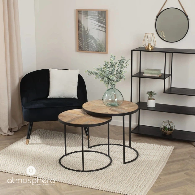 Набір журнальних столиків Atmosphera Basile дерев'яні 2 шт (3560237588117) - зображення 7
