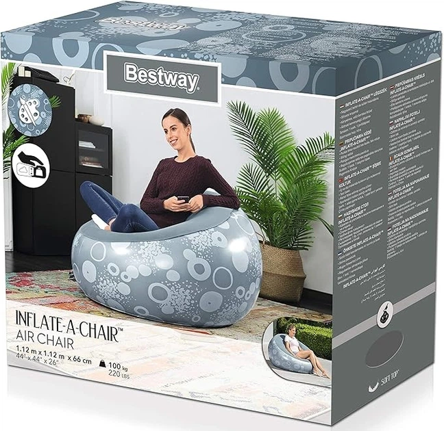 Fotel dmuchany Bestway 75052 Niebieski (5908220472506) - obraz 1